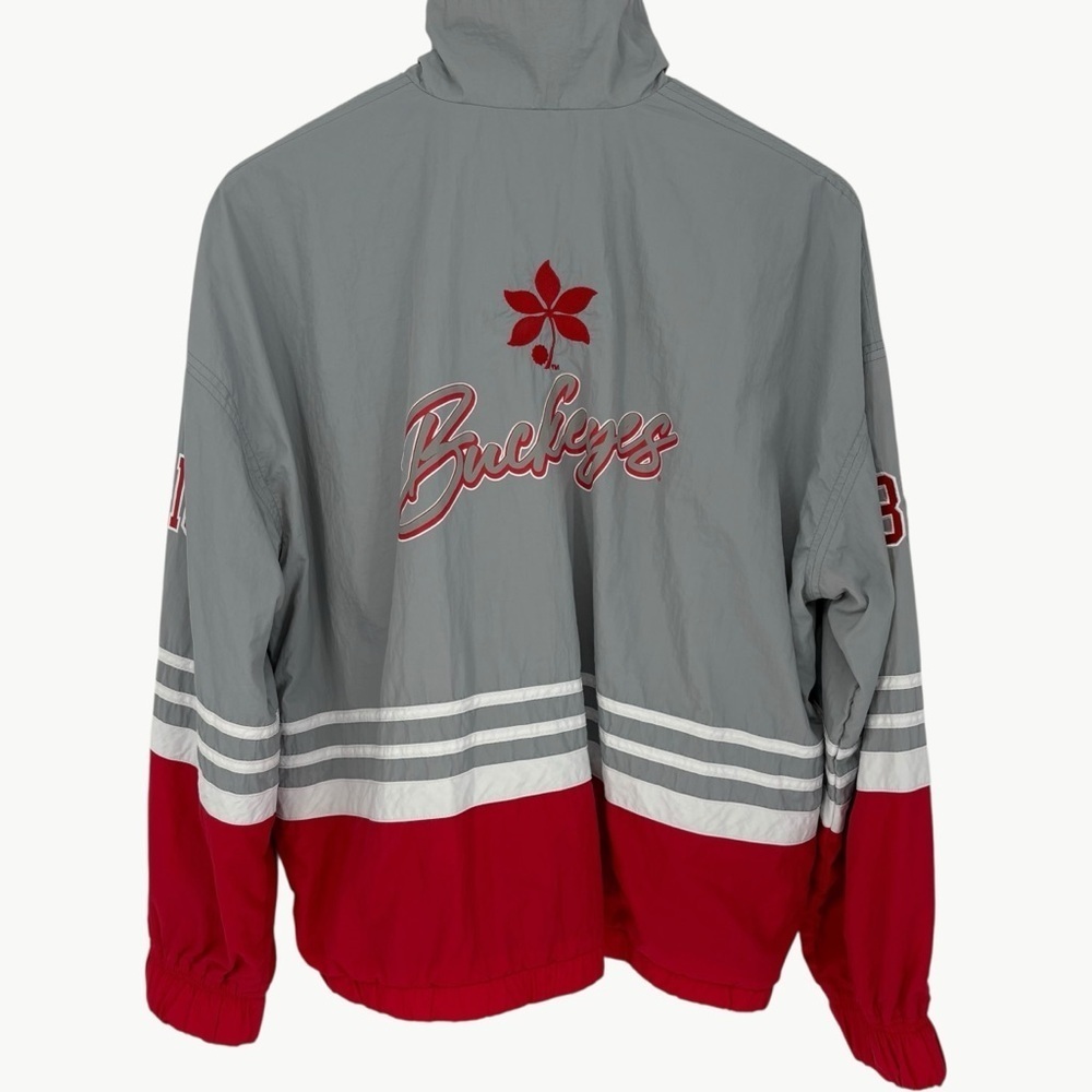 WEAR by Erin Andrews Ohio State Buckeyes Throwback Jacket Size Medium Red Gray - Picture 6 of 15
